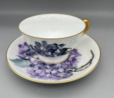 Hydrangea  Gold Rimmed Coffee Cup