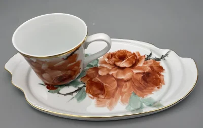 Luxury Gold Orange-Rose Coffee Set