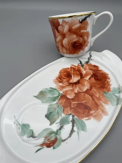 Luxury Gold Orange-Rose Coffee Set