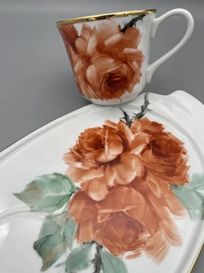 Luxury Gold Orange-Rose Coffee Set