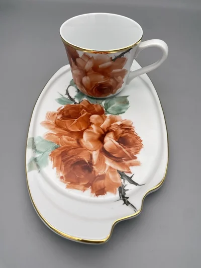 Luxury Gold Orange-Rose Coffee Set
