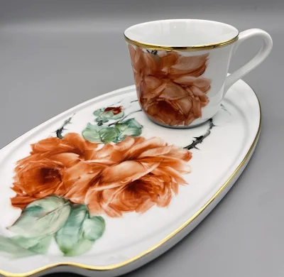 Luxury Gold Orange-Rose Coffee Set