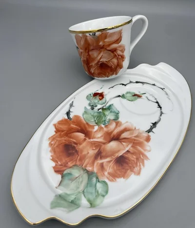 Luxury Gold Orange-Rose Coffee Set