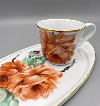 Luxury Gold Orange-Rose Coffee Set