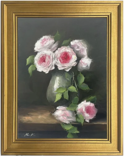 Rose in silver pot