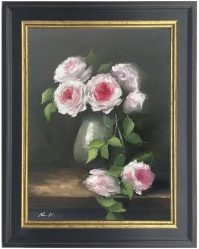 Rose in silver pot
