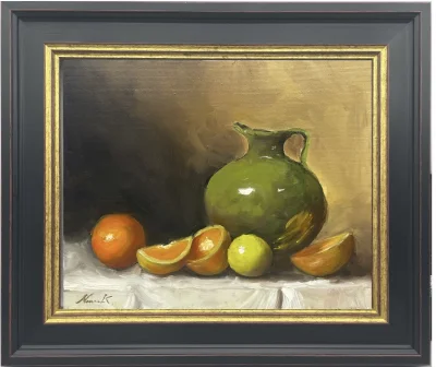 Orange and green pitcher
