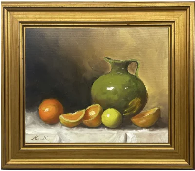 Orange and green pitcher