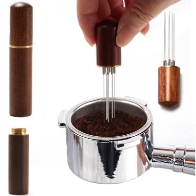 ที่คนกาแฟบด Espresso Coffee Stirrer WDT Tool 8 Needles 0.4mm Needle Distributor Tamper Wood