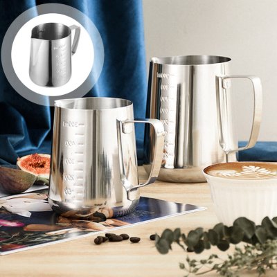 เหยือกตีฟองนม 350ml พิชเชอร์ ถ้วยตีฟองนม สแตนเลส Stainless Milk Pitcher สเตนเลส304 เกรดอาหาร