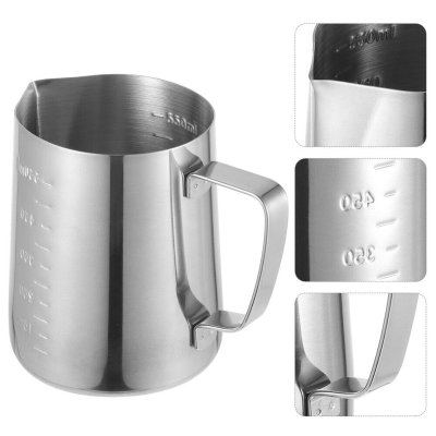 เหยือกตีฟองนม 350ml พิชเชอร์ ถ้วยตีฟองนม สแตนเลส Stainless Milk Pitcher สเตนเลส304 เกรดอาหาร