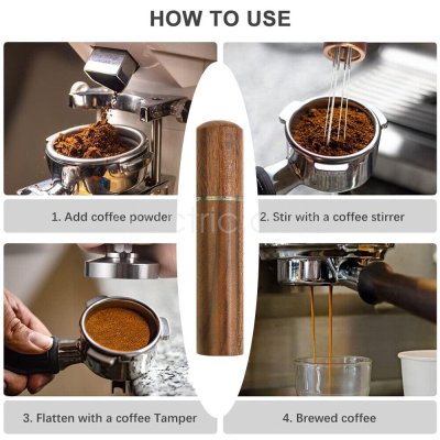ที่คนกาแฟบด Espresso Coffee Stirrer WDT Tool 8 Needles 0.4mm Needle Distributor Tamper Wood