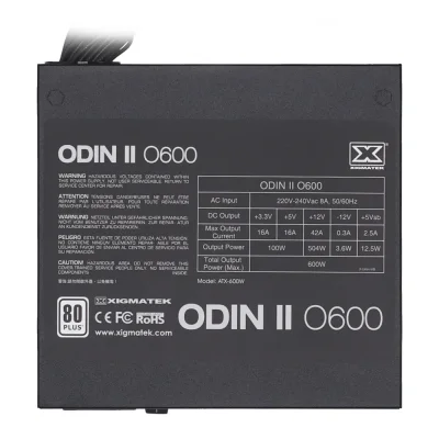 POWER SUPPLY XIGMATEK ODIN II O600  600W 80PLUS (BLACK)