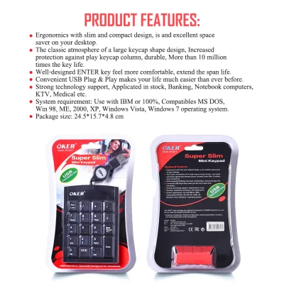 NUMERIC K/B OKER (KP-2017) SUPER SLIM MINI KEYPAD NUMERIC K/B OKER (KP-2017) SUPER SLIM MINI KEYPAD