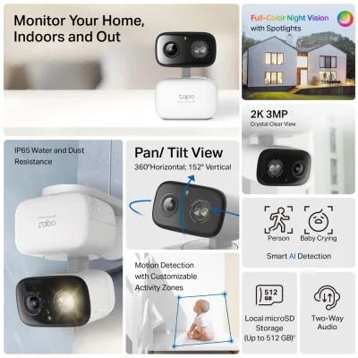 TAPO C216 SECURITY WI-FI CAMERA IN DOOR/OUT DOOR PAN/TILT