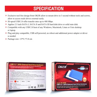 BOX HDD SATA 2.5"  USB2.0 EXTERNAL OKER (ST-2526)