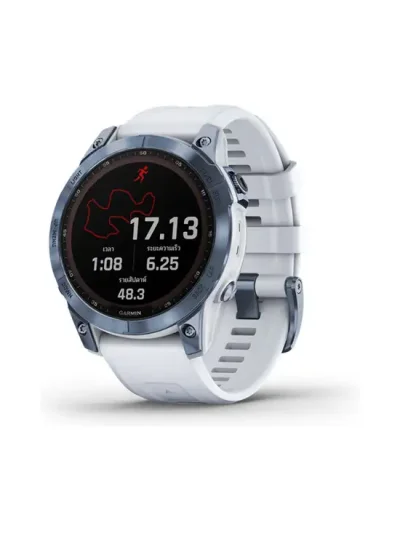 GARMIN FENIX 7 SAPPHIRE SOLAR/MINERAL BLUE DLC TITANIUM WITH WHITESTONE BAND