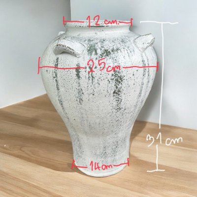 Vase แจกันดินเผาทรงไห มีหู 4 หู ขนาด 25 x 31 cm.