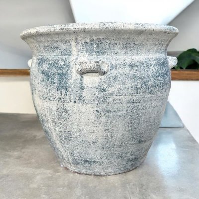 Flowerpot กระถางดินเผาทรงอ่างอ้วนปากบาน มีหู 4 หู ขนาด 33 x 30 cm.