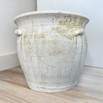 Flowerpot กระถางดินเผาทรงอ่างอ้วนปากบาน มีหู 4 หู ขนาด 33 x 30 cm.