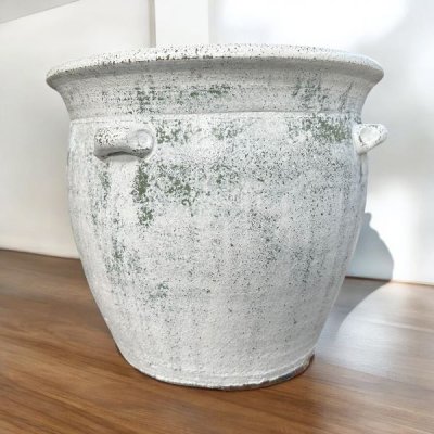 Flowerpot กระถางดินเผาทรงอ่างอ้วนปากบาน มีหู 4 หู ขนาด 33 x 30 cm.