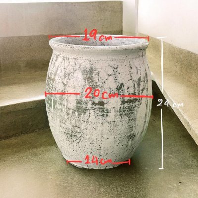 Flowerpot กระถางดินเผาทรงตรงเล็กปากบาน ขนาด 20 x 24 cm.
