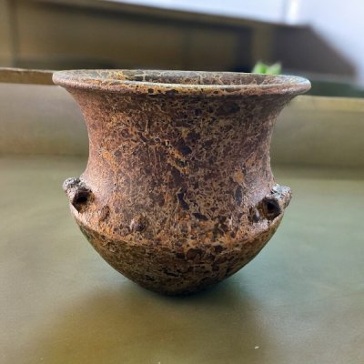 Basin อ่างดินเผาทรงบาหลี มีหู 3 หู ขนาด 40 x 40 cm.