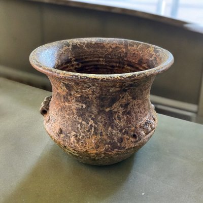 Bali-style Terracotta Basin with Three Handles – Size: 40 x 40 cm