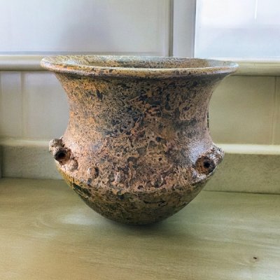 Basin อ่างดินเผาทรงบาหลี มีหู 3 หู ขนาด 40 x 40 cm.