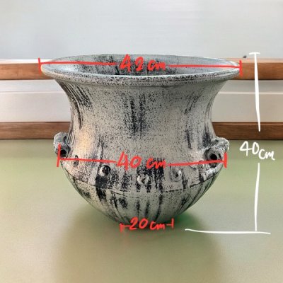 Bali-style Terracotta Basin with Three Handles – Size: 40 x 40 cm