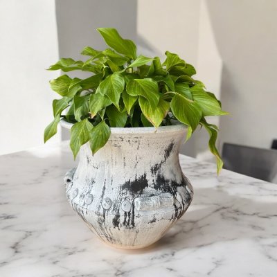 Bali-style Terracotta Basin with Three Handles – Size: 40 x 40 cm
