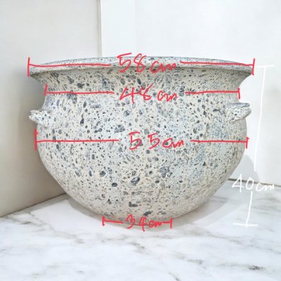 Basin อ่างดินเผาปากกว้างมีหู 4 หู ขนาด 55 x 40 cm.