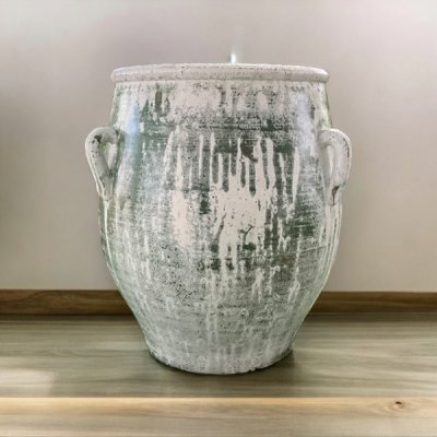 Flower pot กระถางดินเผาทรงโอ่งมีหู 3 หู ขนาด 26 x 30 cm.