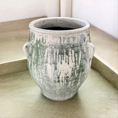 Flower pot กระถางดินเผาทรงโอ่งมีหู 3 หู ขนาด 26 x 30 cm.