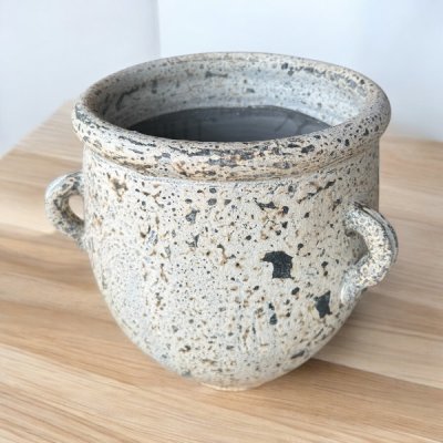 Flower pot กระถางดินเผาทรงโอ่งมีหู 3 หู ขนาด 26 x 30 cm.