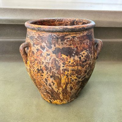 Flower pot กระถางดินเผาทรงโอ่งมีหู 3 หู ขนาด 26 x 30 cm.