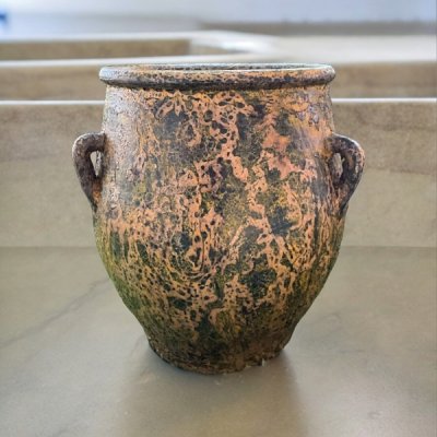 Flower pot กระถางดินเผาทรงโอ่งมีหู 3 หู ขนาด 26 x 30 cm.