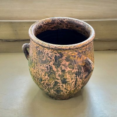 Flower pot กระถางดินเผาทรงโอ่งมีหู 3 หู ขนาด 26 x 30 cm.