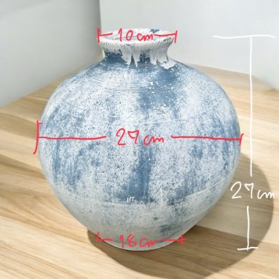 Vaseแจกันดินเผาทรงกลมปากเล็ก ขนาด 27 x 27 cm.