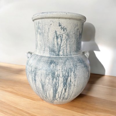 Flowerpot กระถางดินเผาทรงอ้วนคอตรง วินเทจสไตล์ มีหู 2 หู ขนาด 31 x 39 cm.