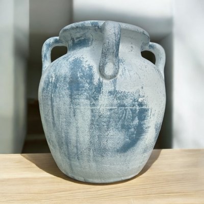 Flowerpot กระถางโอ่งกินเผาโบราณ วินเทจสไตล์ มีหู 4 หู ขนาด 32 x 36 cm.