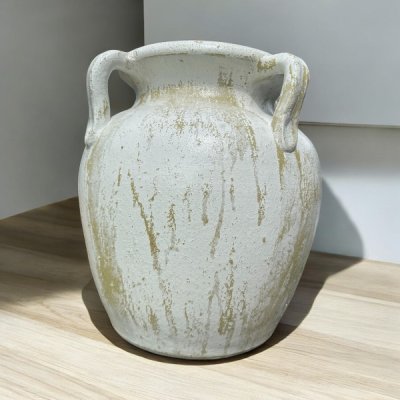 Flowerpot กระถางโอ่งกินเผาโบราณ วินเทจสไตล์ มีหู 4 หู ขนาด 32 x 36 cm.