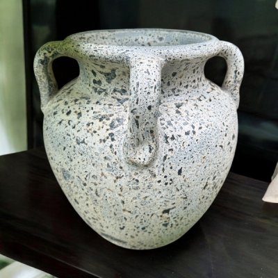 Flowerpot กระถางโอ่งกินเผาโบราณ วินเทจสไตล์ มีหู 4 หู ขนาด 32 x 36 cm.