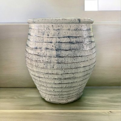 Flowerpot กระถางดินเผาทรงโอ่งลายคอตาล ขนาด 24 x 28 cm.