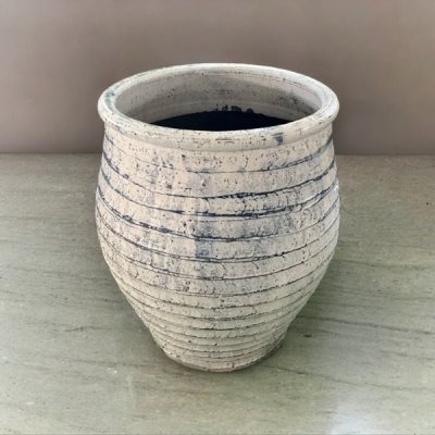 Flowerpot กระถางดินเผาทรงโอ่งลายคอตาล ขนาด 24 x 28 cm.