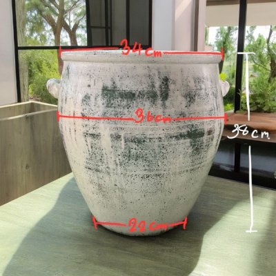 Flowerpot กระถางดินเผาติดหูเชือก 2 หู ขนาด 37 x 38 cm.