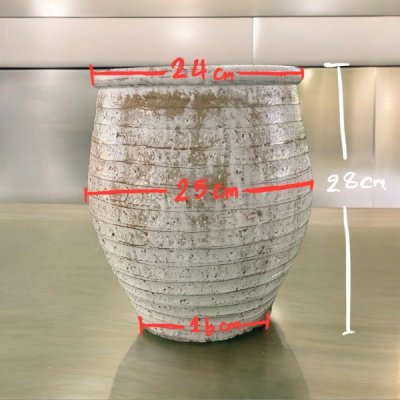 Flowerpot กระถางดินเผาทรงโอ่งลายคอตาล ขนาด 24 x 28 cm.