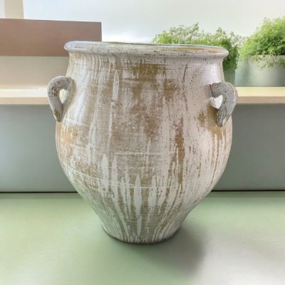 Flowerpot กระถางดินเผาทรงโอ่ง มีหู 3 หู ขนาด 42 x 48 cm.