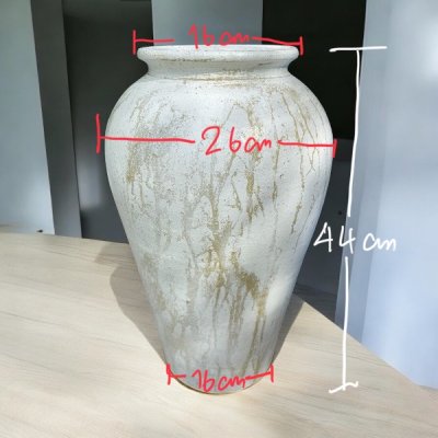 Vase แจกันดินเผาทรงไหเรียบสูง วินเทจสไตล์ ขนาด 26 x 44 cm.