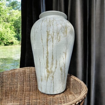 Vase แจกันดินเผาทรงไหเรียบสูง วินเทจสไตล์ ขนาด 26 x 44 cm.